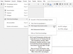 Google Docs Web-Zwischenablage