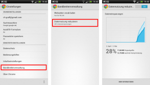 Brandbreitenverwaltung in Chrome Mobile