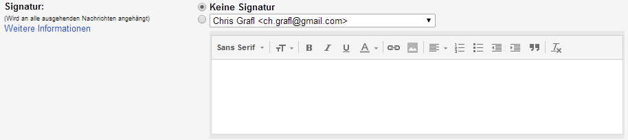 Abwesenheitsnotiz und Autosignatur in Gmail