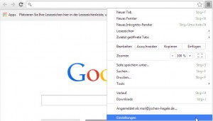Der Google Browser - Google Chrome Einstellungen Menü
