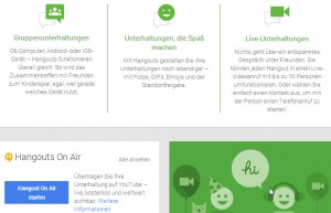 Kommunikationsdienst Hangouts in Google+