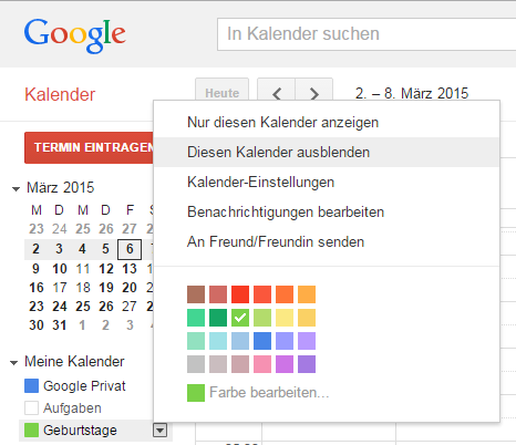 Neue Einstellungen für Geburtstage im Google Kalender