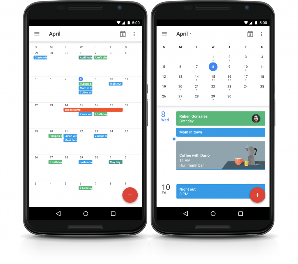 Monatsansicht in der Google Kalender App