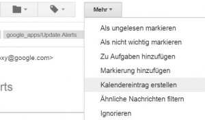 Google Mail Kalender einbinden - Termin anlegen auf Vorlage einer E-Mail
