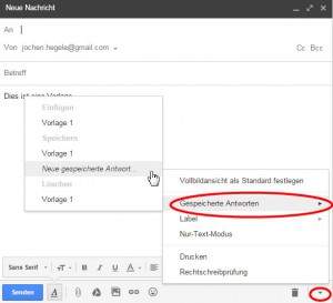 Gmail Vorlagen - Speicher, Einfügen und Löschen der Vorlage