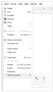 Inhaltsverzeichnis mit Seitenzahlen für Google Docs