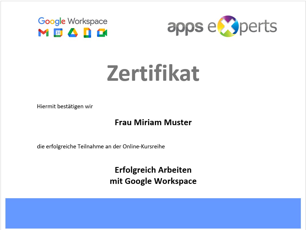 Zertifikat Google Workspace Online Kurse Zertifikat Google Workspace Online Kurse