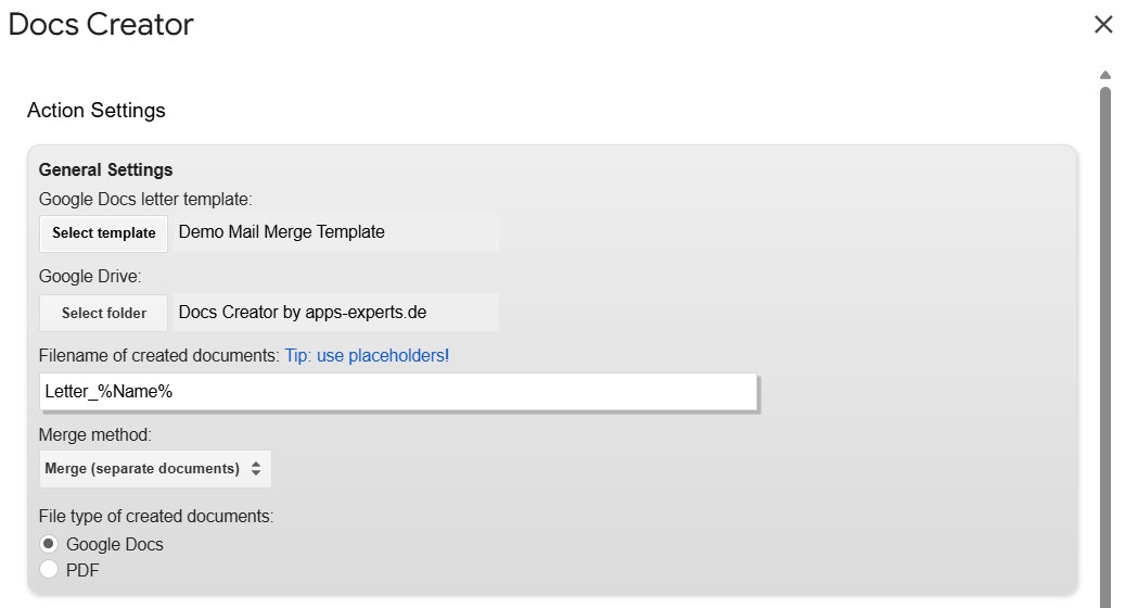 google docs document merge settings