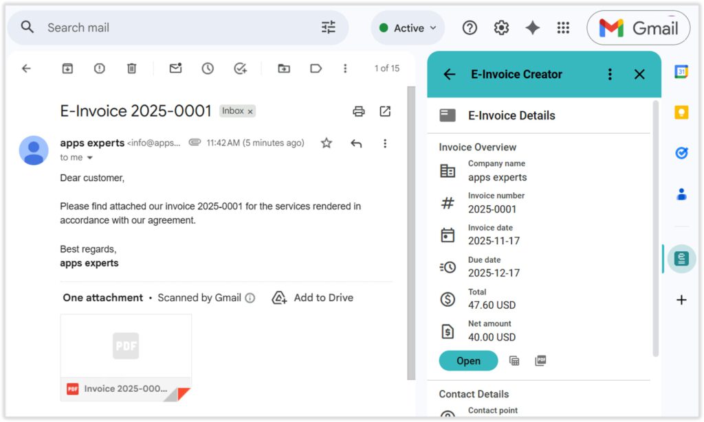E-Rechnung erstellen und anschauen in Gmail