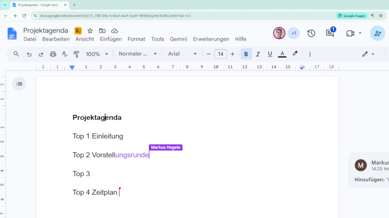 Bessere Zusammenarbeit im Team in Google Docs